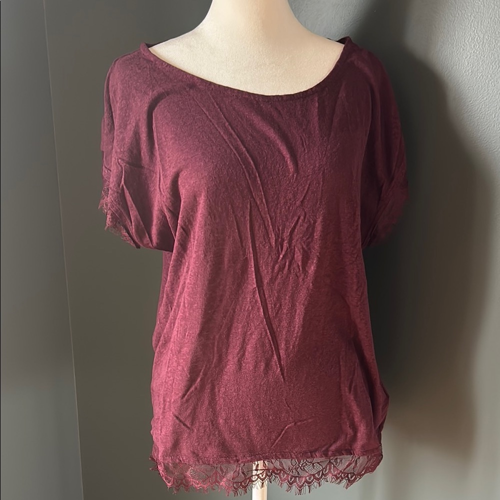 GAP Red Relaxed Short Sleeve Blouse